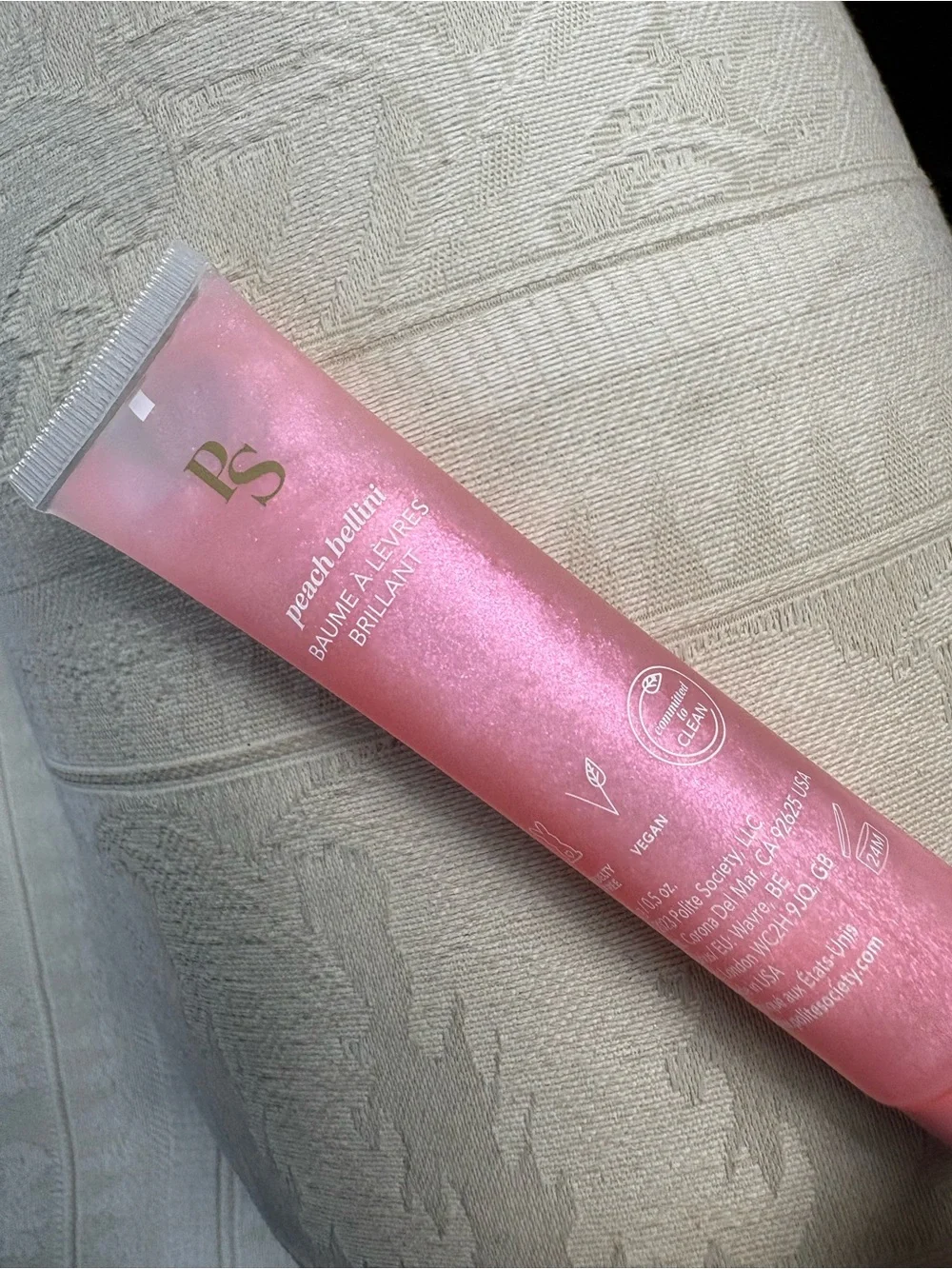 Polite Society Polite Pout Tinted Lip Balm Lipgloss in Peach Bellini BNIB